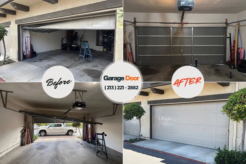 Before and after: garage door repair Gardner, MA